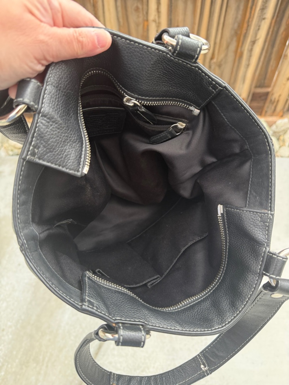 Coach Black Leather Shoulder Tote with Silver Hardware - Picture 11 of 16